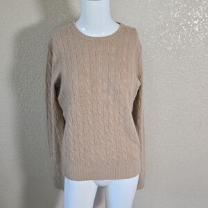 Ralph Lauren Tan Crew Neck Cable Knit Sweater